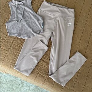 Gymshark Pink Ribbed Crop Top and Leggings Set